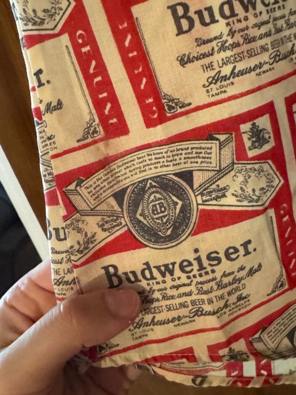 Vintage Budweiser Button Down Shirt Men’s Medium 15-15.5 inch Red Beer Label Pri - Picture 6 of 11